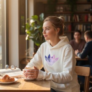 Hoodie Adidas Originals Crudo con Logo Trébol Multicolor