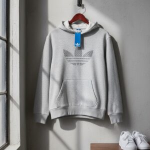 Hoodie Adidas Originals Gris con Logo Trébol Estampado