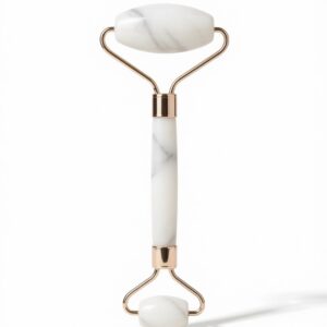 Rodillo Facial de Cuarzo Blanco con Mini Rodillo para Contorno de Ojos